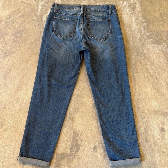 Kensie Boyfriend Ankle Cropped Rolled Hem Distressed Denim Jeans Wmn’s Sz 6 - Picture 5 of 10